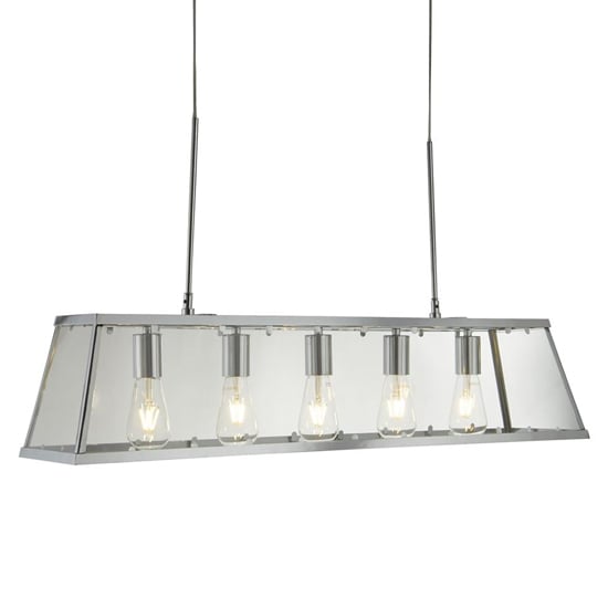 Photo of Voyager 5 lights clear glass bar pendant light in chrome