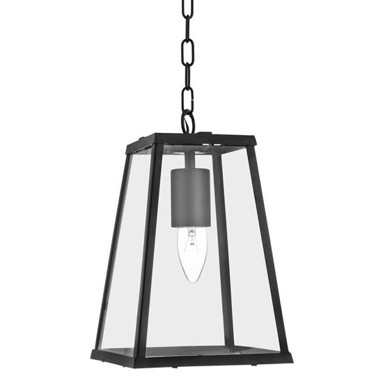 Product photograph of Voyager Clear Glass Pendant Light In Matt Black from Furniture in Fashion