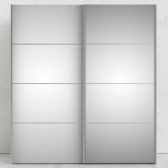 Vrok Mirrored Sliding Doors Wardrobe In Oak With 2 Shelves_4