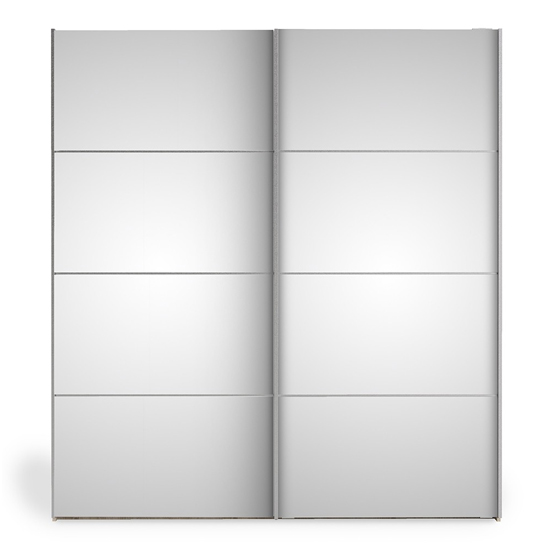Vrok Mirrored Sliding Doors Wardrobe In Oak With 5 Shelves_2