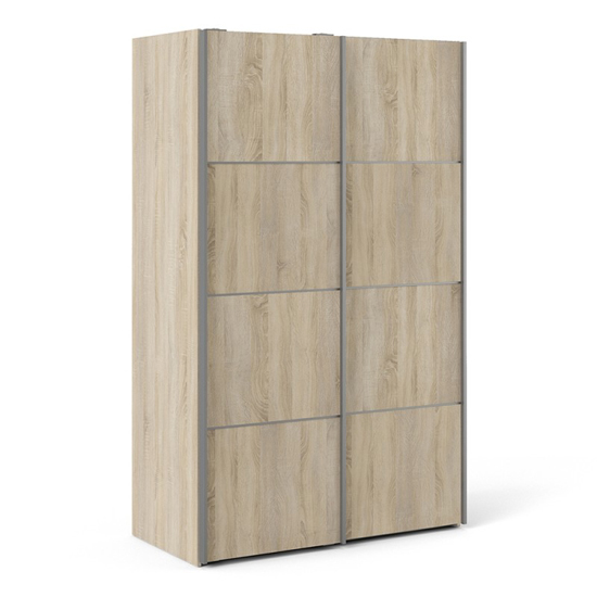 Vrok Sliding Wardrobe With 2 Oak Doors 5 Shelves In Oak thumbnail