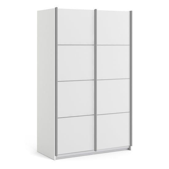 Product photograph of Vrok Sliding Wardrobe With 2 White Doors 2 Shelves In White from Furniture in Fashion