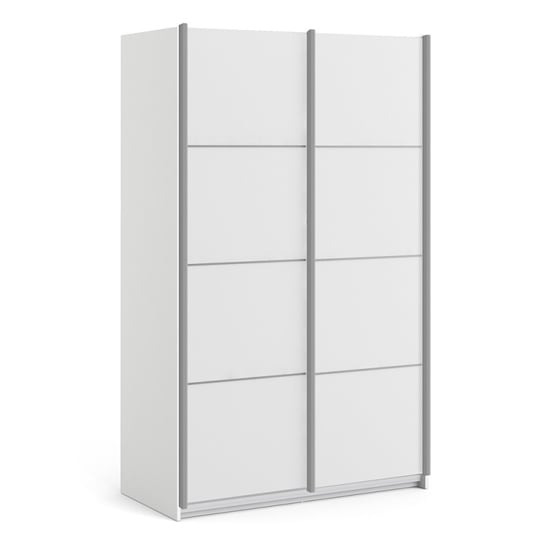 Product photograph of Vrok Sliding Wardrobe With 2 White Doors 5 Shelves In White from Furniture in Fashion
