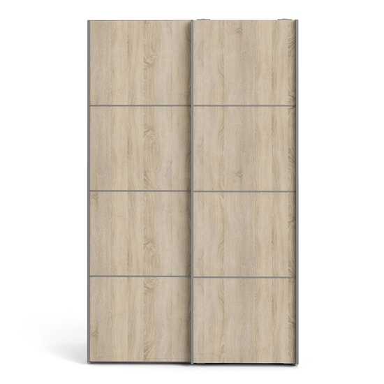 Vrok Wooden Sliding Doors Wardrobe In Black Oak With 2 Shelves_2