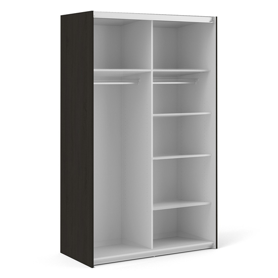 Vrok Wooden Sliding Doors Wardrobe In Matt Black With 5 Shelves_4