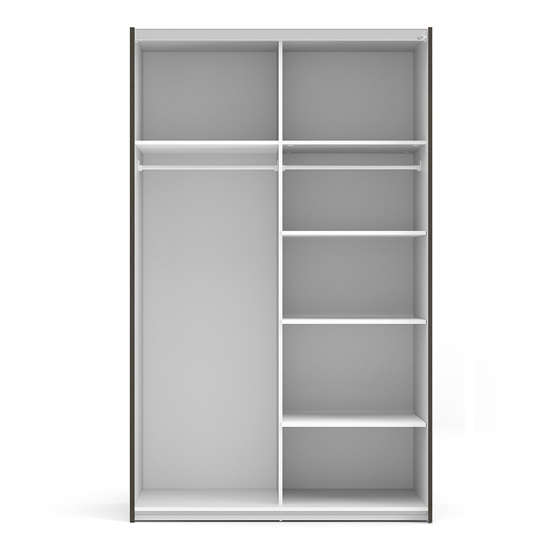 Vrok Wooden Sliding Doors Wardrobe In Matt Black With 5 Shelves_5
