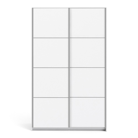 Vrok Wooden Sliding Doors Wardrobe In White With 2 Shelves_2