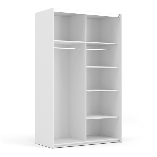 Vrok Wooden Sliding Doors Wardrobe In White Oak With 5 Shelves_3