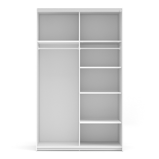 Vrok Wooden Sliding Doors Wardrobe In White Oak With 5 Shelves_4