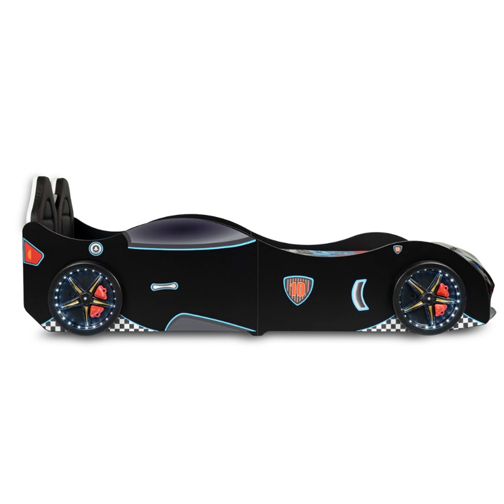 Vroom Black ABS Childen Car Bed with Leather Seat and LED
