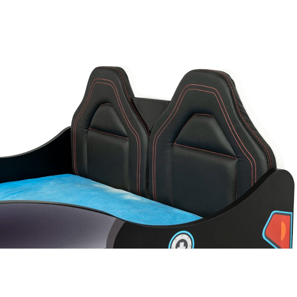 Vroom Black ABS Childen Car Bed with Leather Seat and LED