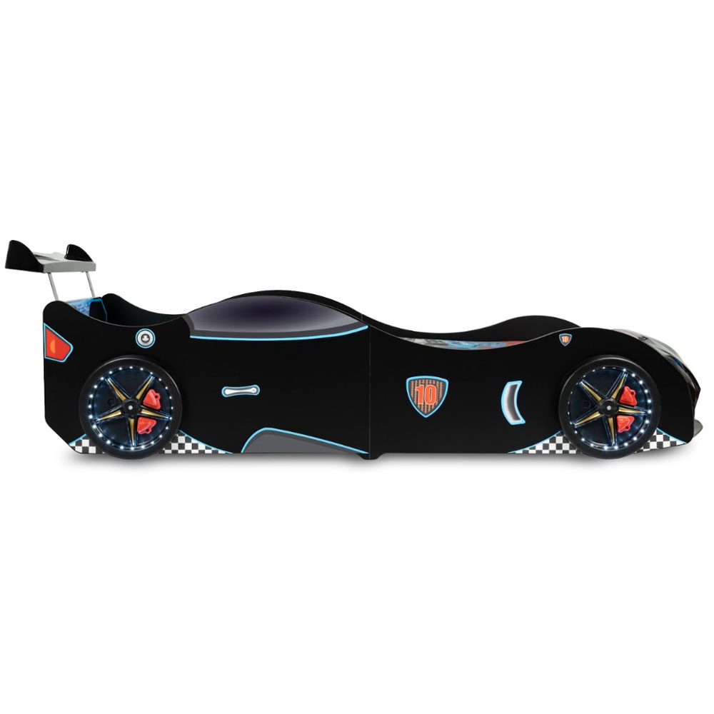Vroom Black ABS Childen Car Bed with Spoiler and LED