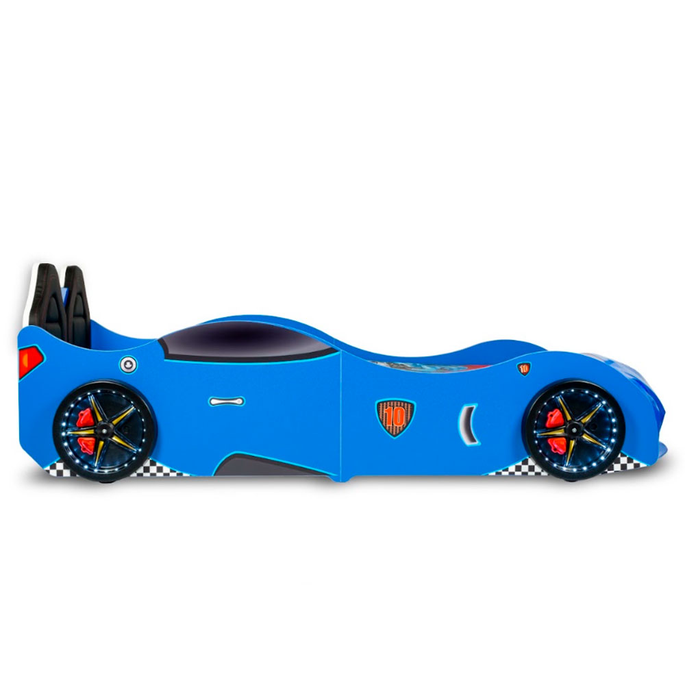 Vroom Blue ABS Childen Car Bed with Leather Seat and LED