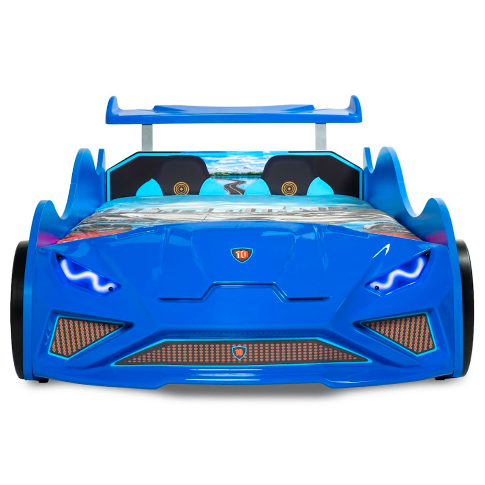 Vroom Blue ABS Childen Car Bed with Spoiler and LED