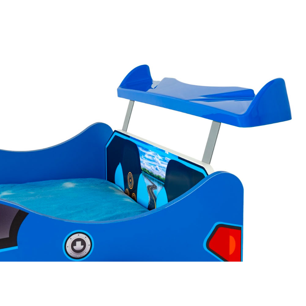 Vroom Blue ABS Childen Car Bed with Spoiler and LED