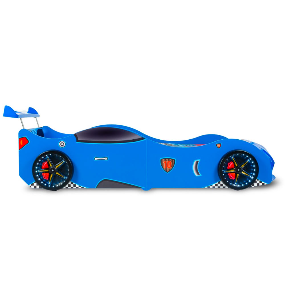 Vroom Blue ABS Childen Car Bed with Spoiler and LED