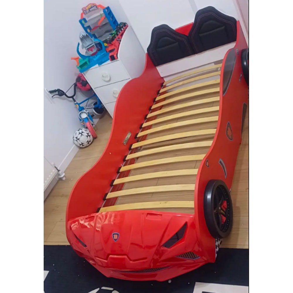 Vroom Red ABS Childen Car Bed with Leather Seat and LED