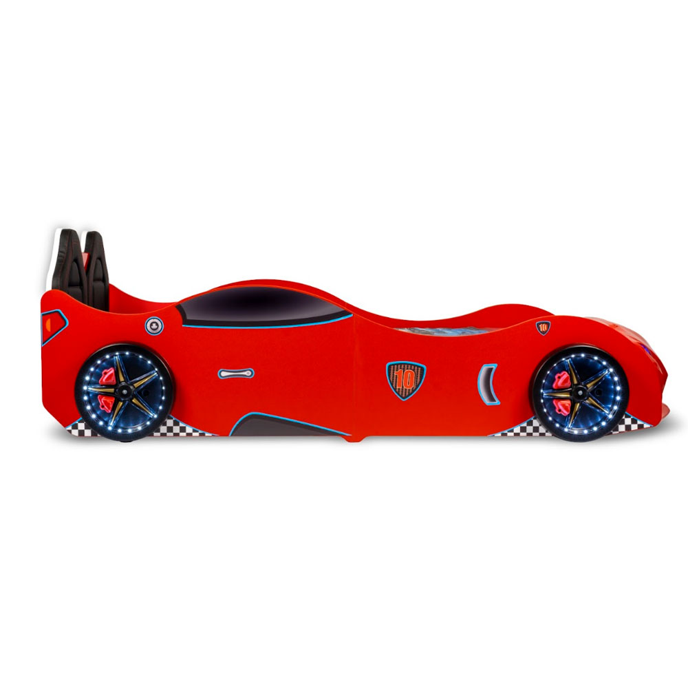 Vroom Red ABS Childen Car Bed with Leather Seat and LED