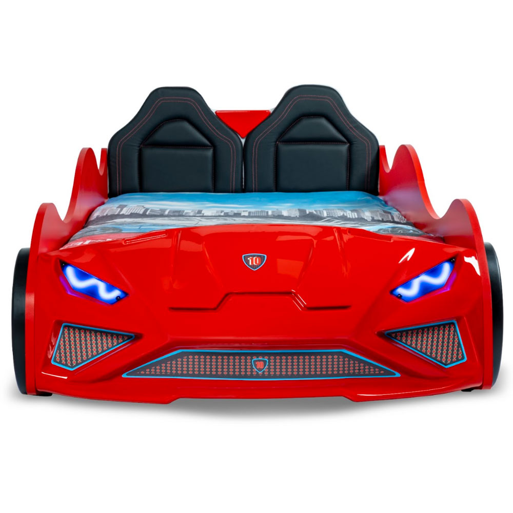 Vroom Red ABS Childen Car Bed with Leather Seat and LED
