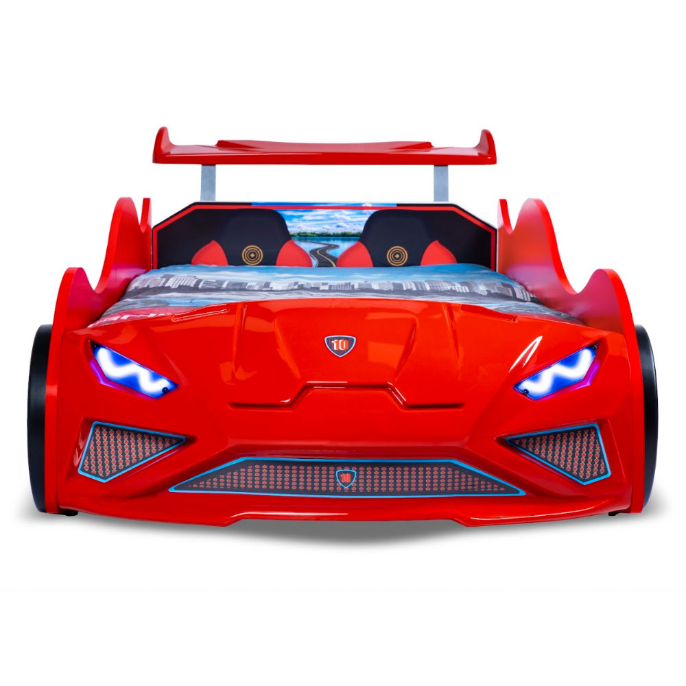 Vroom Red ABS Childen Car Bed with Spoiler and LED