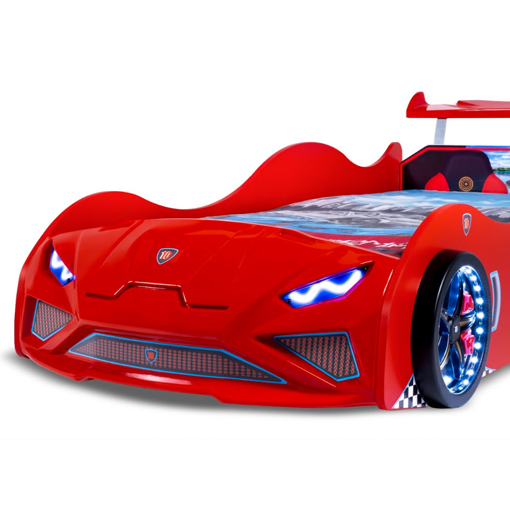 Vroom Red ABS Childen Car Bed with Spoiler and LED