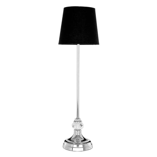 Photo of Vrsa black fabric shade table lamp with silver metal base