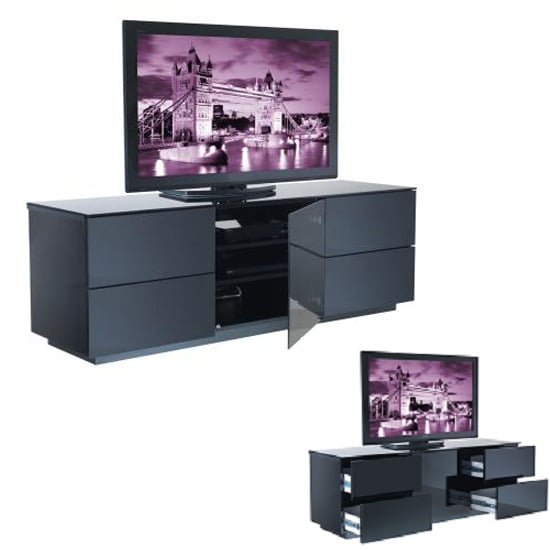 vts 0371 1 LONDON black - How To Stylishly Furnish A Room With Black TV Stands With Glass Doors