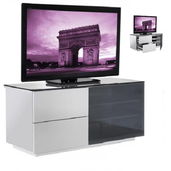 vts 0589 wht black glass door - 5 Types Of Different Black TV Stands With Glass Doors