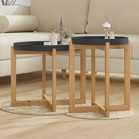 Read more about Wabana set of 2 wooden coffee table in black and natural