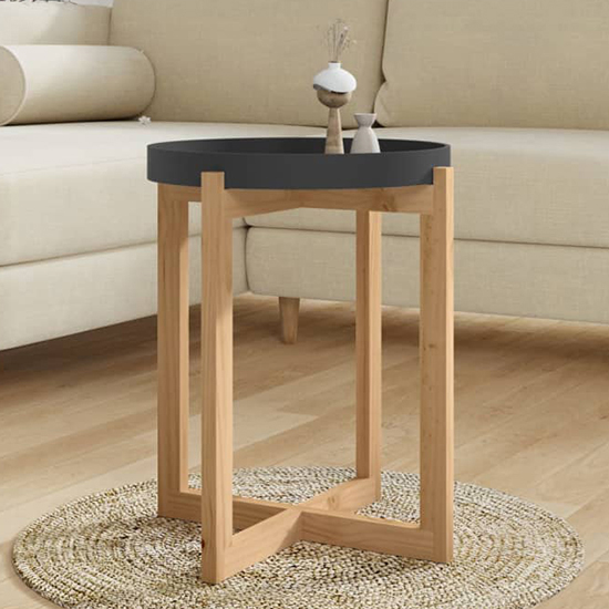 Read more about Wabana small round wooden coffee table in black and natural