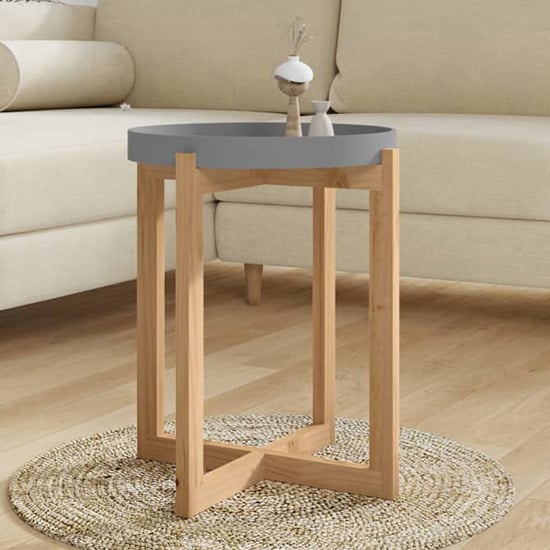 Product photograph of Wabana Small Round Wooden Coffee Table In Grey And Natural from Furniture in Fashion