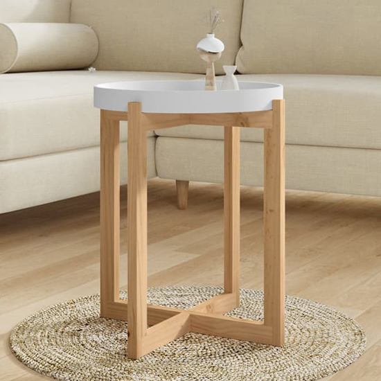 Read more about Wabana small round wooden coffee table in white and natural