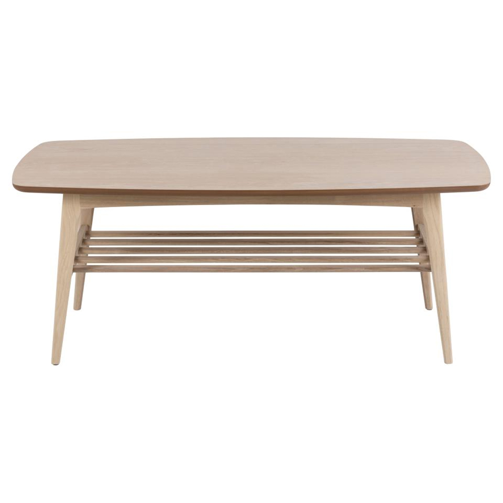 Wabeno Wooden Coffee Table With Undershelf In White Oak
