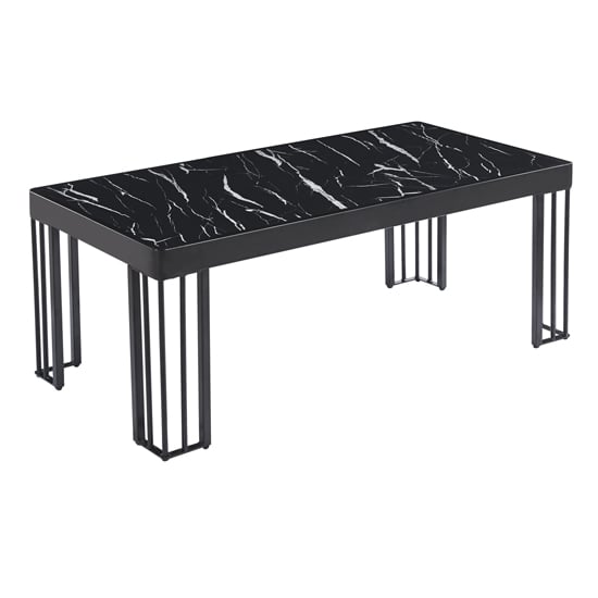 Product photograph of Worley Gloss Coffee Table In Black Marble Effect With Black Legs from Furniture in Fashion