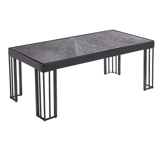 Read more about Worley gloss coffee table in grey marble effect with black legs
