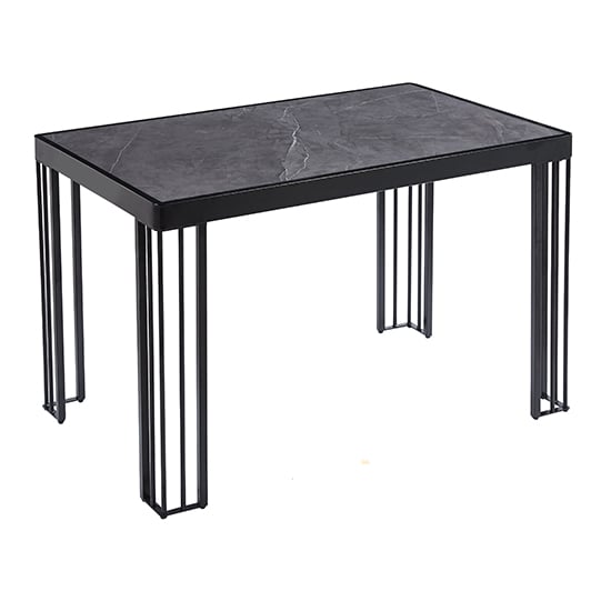 Product photograph of Worley Gloss Dining Table In Grey Marble Effect With Black Legs from Furniture in Fashion