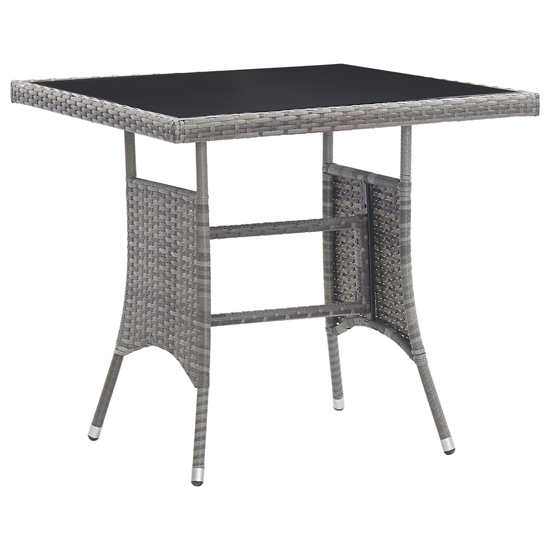 Waco Small Glass And Rattan 3 Piece Garden Dining Set In Grey