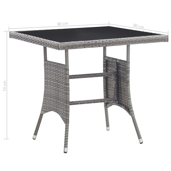 Waco Small Glass And Rattan 3 Piece Garden Dining Set In Grey