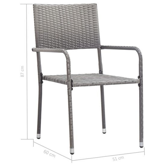 Waco Small Glass And Rattan 3 Piece Garden Dining Set In Grey