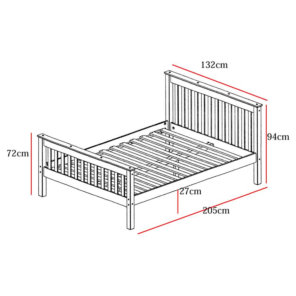 Waconia Wooden Small Double Bed In Natural