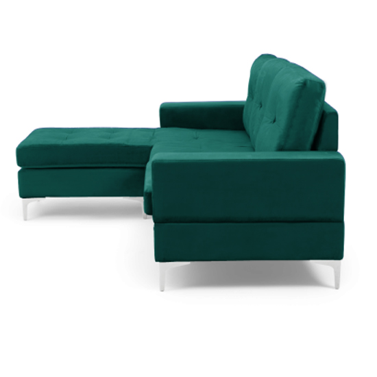 Wacox Velvet Reversible Chaise Corner Sofa In Green_6