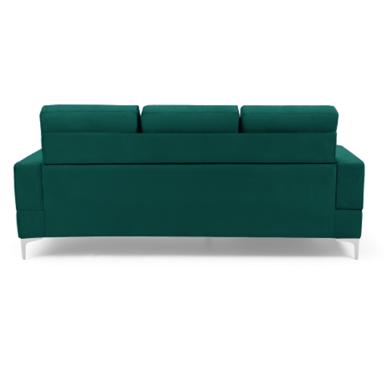 Wacox Velvet Reversible Chaise Corner Sofa In Green_7