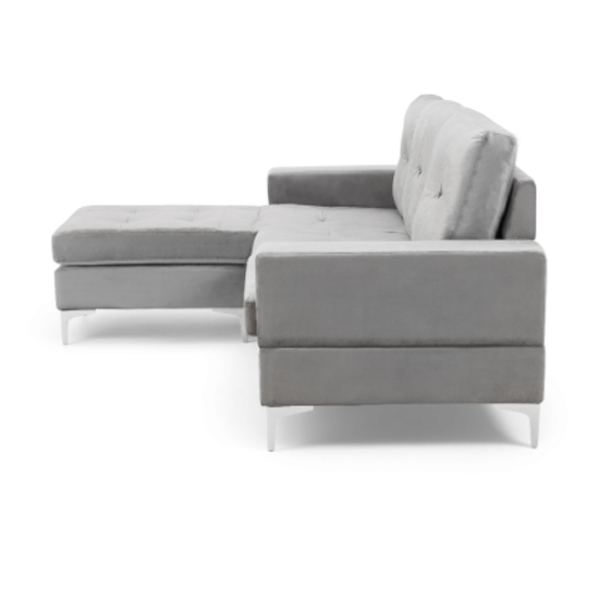 Wacox Velvet Reversible Chaise Corner Sofa In Grey_6