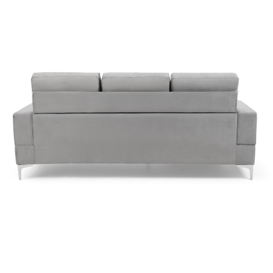 Wacox Velvet Reversible Chaise Corner Sofa In Grey_7