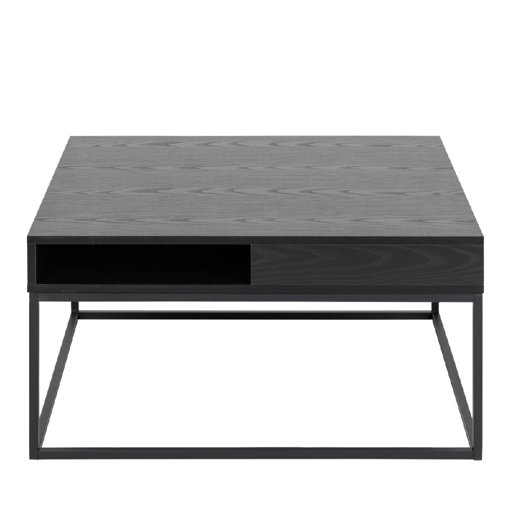 Wahoo Wooden Coffee Table 2 Shelves With Metal Frame In Black