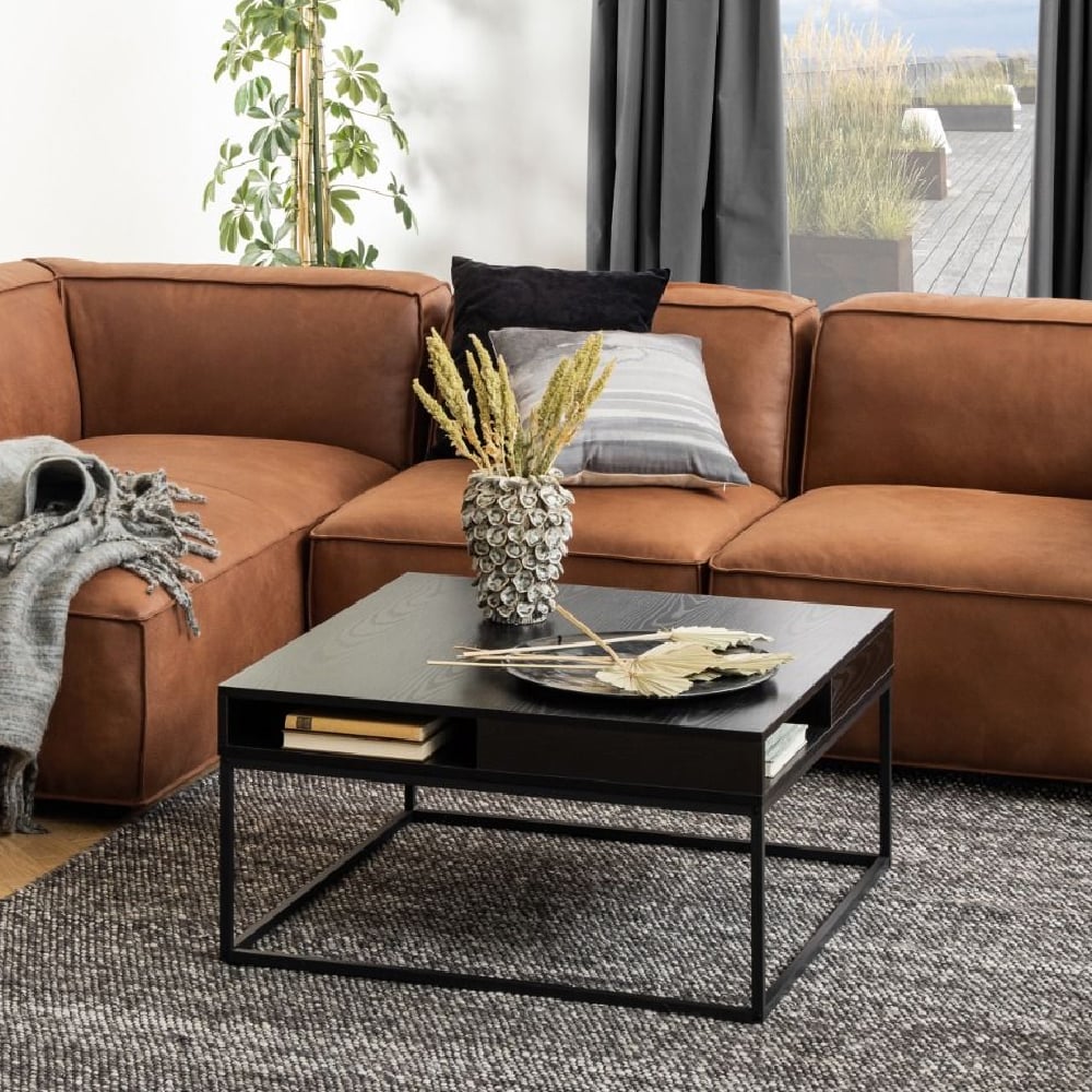 Read more about Wahoo wooden coffee table 2 shelves with metal frame in black
