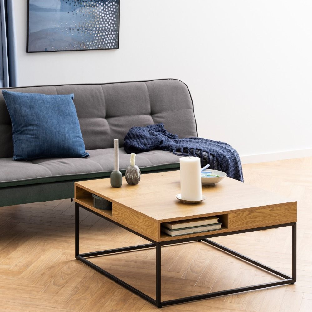 Read more about Wahoo wooden coffee table 2 shelves with metal frame in oak