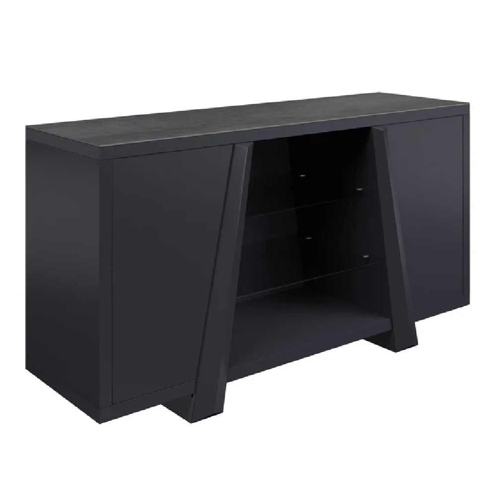 Read more about Wailuku wooden sideboard with 2 doors in slate grey ceramic top