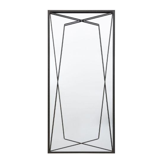 Wainscot Geometric Design Leaner Mirror In Black Frame_1