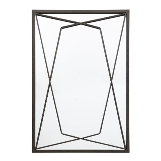 Photo of Wainscot geometric design wall mirror in black frame